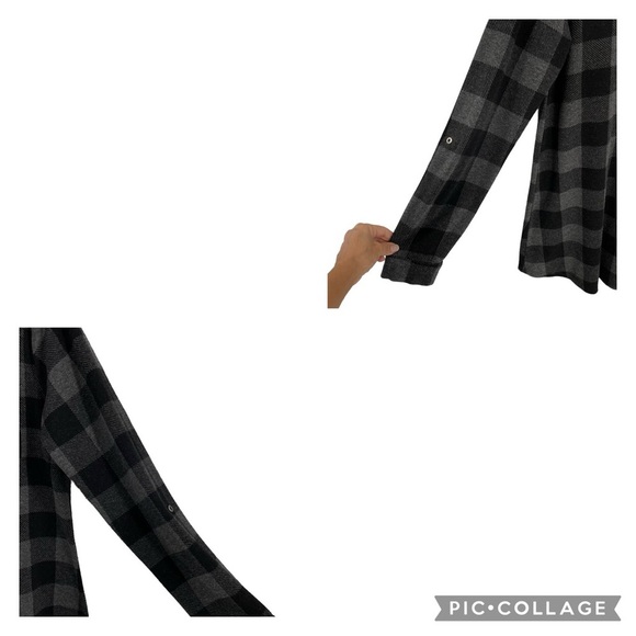 Soft Surroundings Mad About Plaid Gray Button Tunic Top - Sz S - Picture 8 of 16